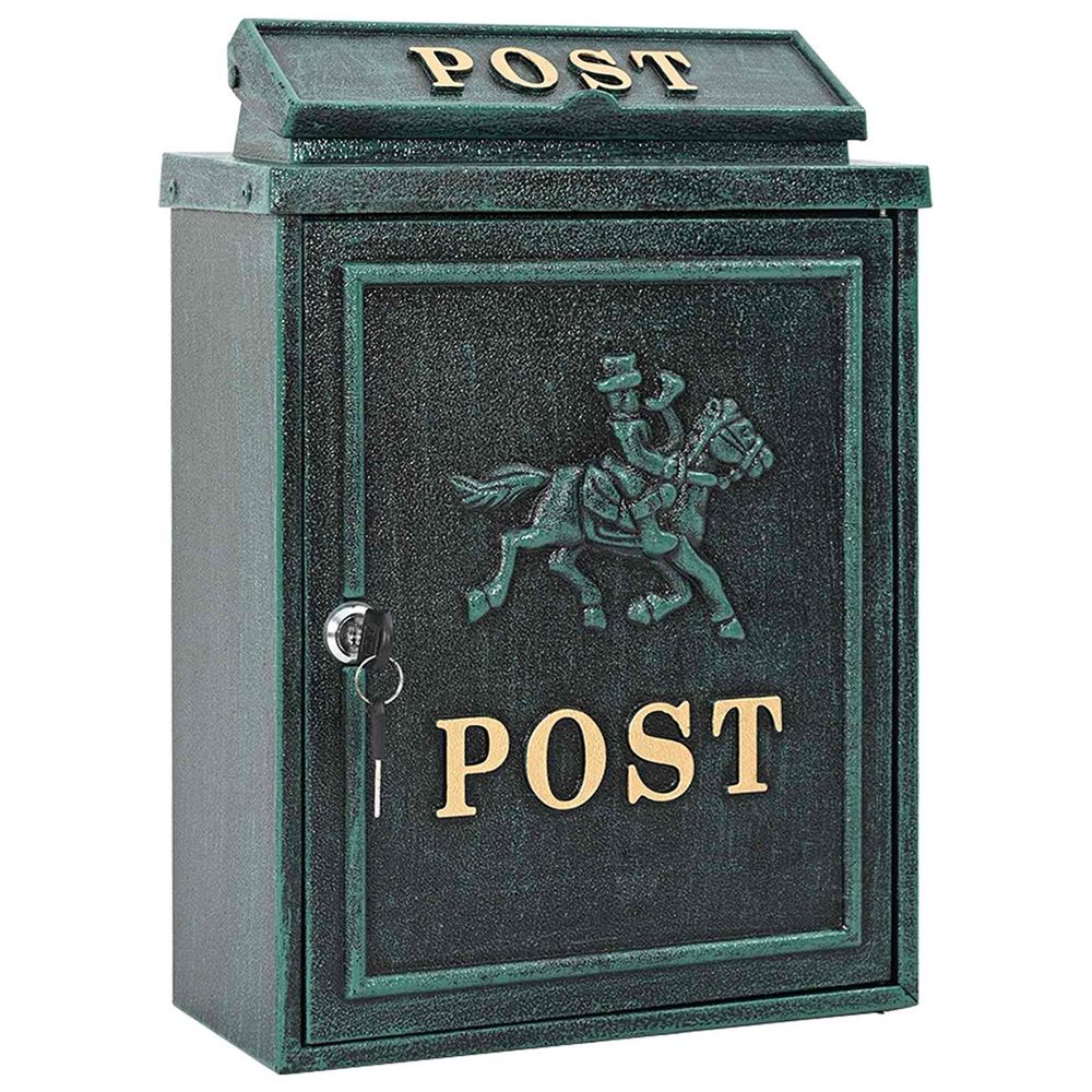 Boîte aux lettres murale vert 29 x 13 x 41 cm aluminium coulé