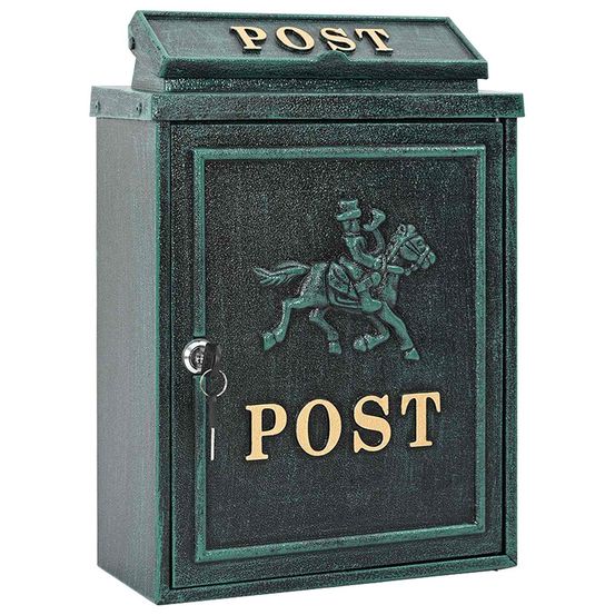 Boîte aux lettres murale vert 29 x 13 x 41 cm aluminium coulé