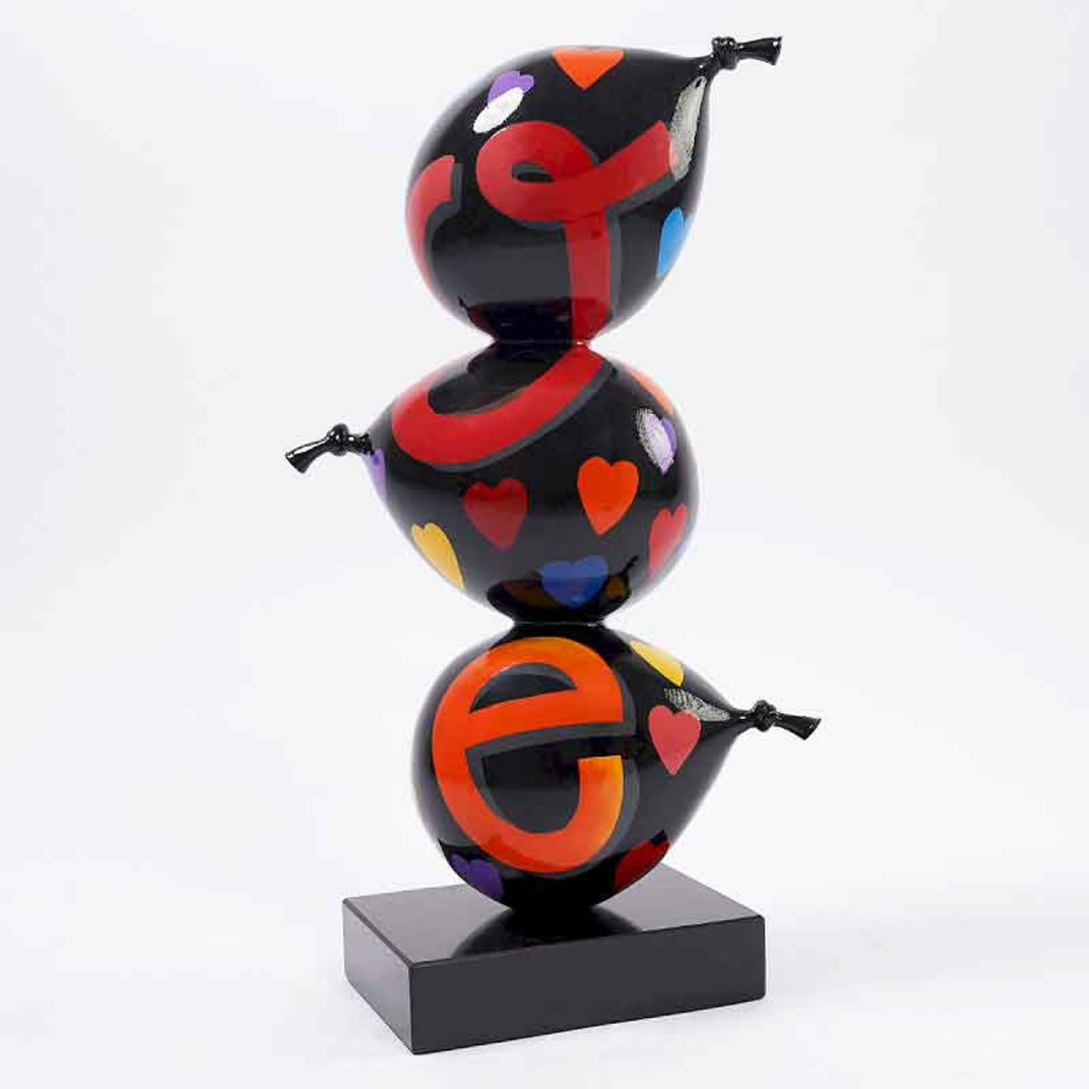 Ballon décoratif love polyrésine noir 28x14x49cm