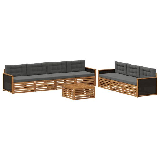 Ensemble de canapés d'extérieur 8 pc naturel et anthracite