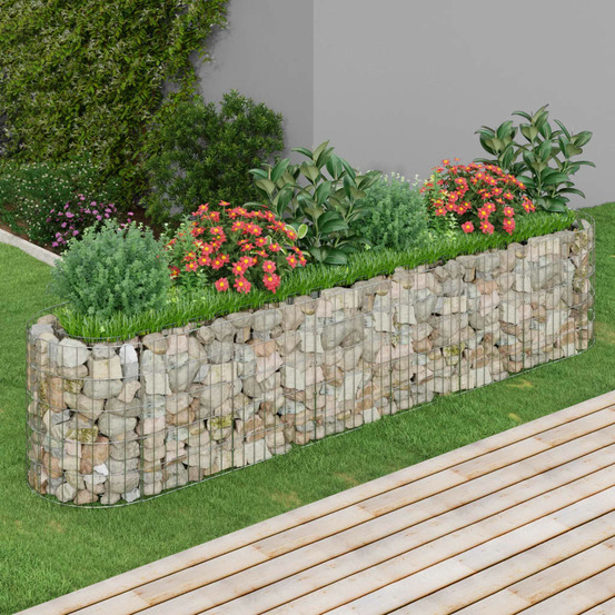 Lit surélevé à gabion fer galvanisé 260x50x50 cm