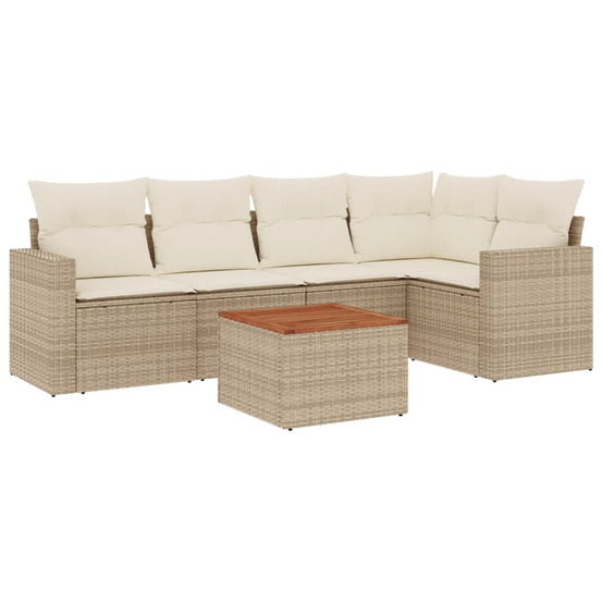 Salon de jardin avec coussins 6 pcs beige résine tressée