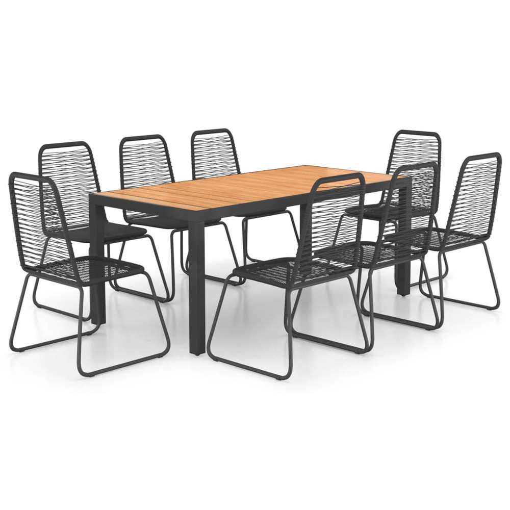 Ensemble à manger de jardin 9pcs pvc résine tressée noir marron