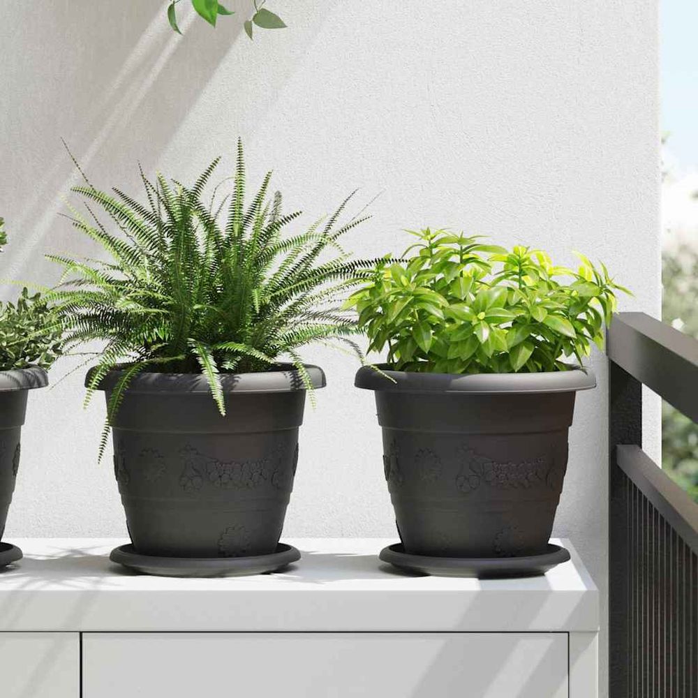 Lot de 24 soucoupes pot de fleur plastique jardin balcon rondes pour plantes ø 17,5 cm noir