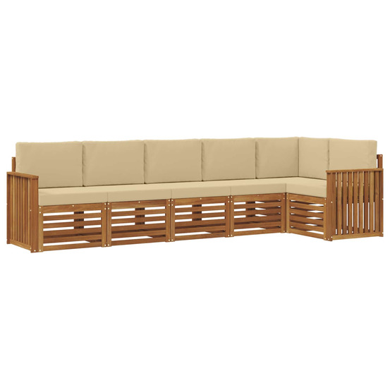 Ensemble de canapé d'angle avec coussin 6 pcs naturel et beige