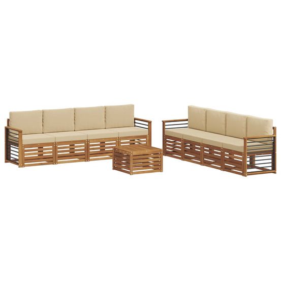 Ensemble de canapés d'extérieur 9 pc naturel et beige