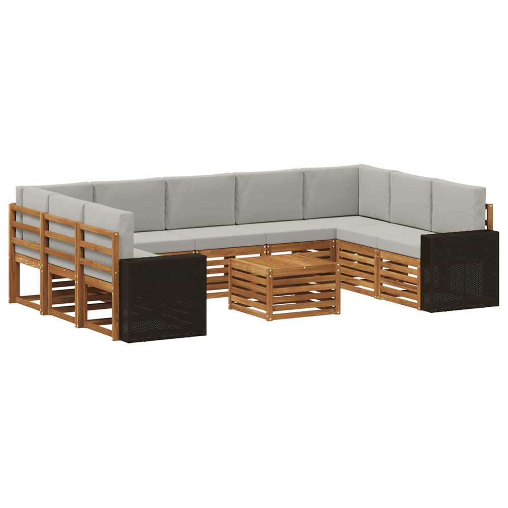 Ensembles de canapés avec coussin 10 pcs naturel et gris clair