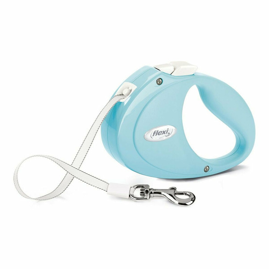 Laisse flexi 2 m puppy xs bleu sangle pour chien max 12 kg