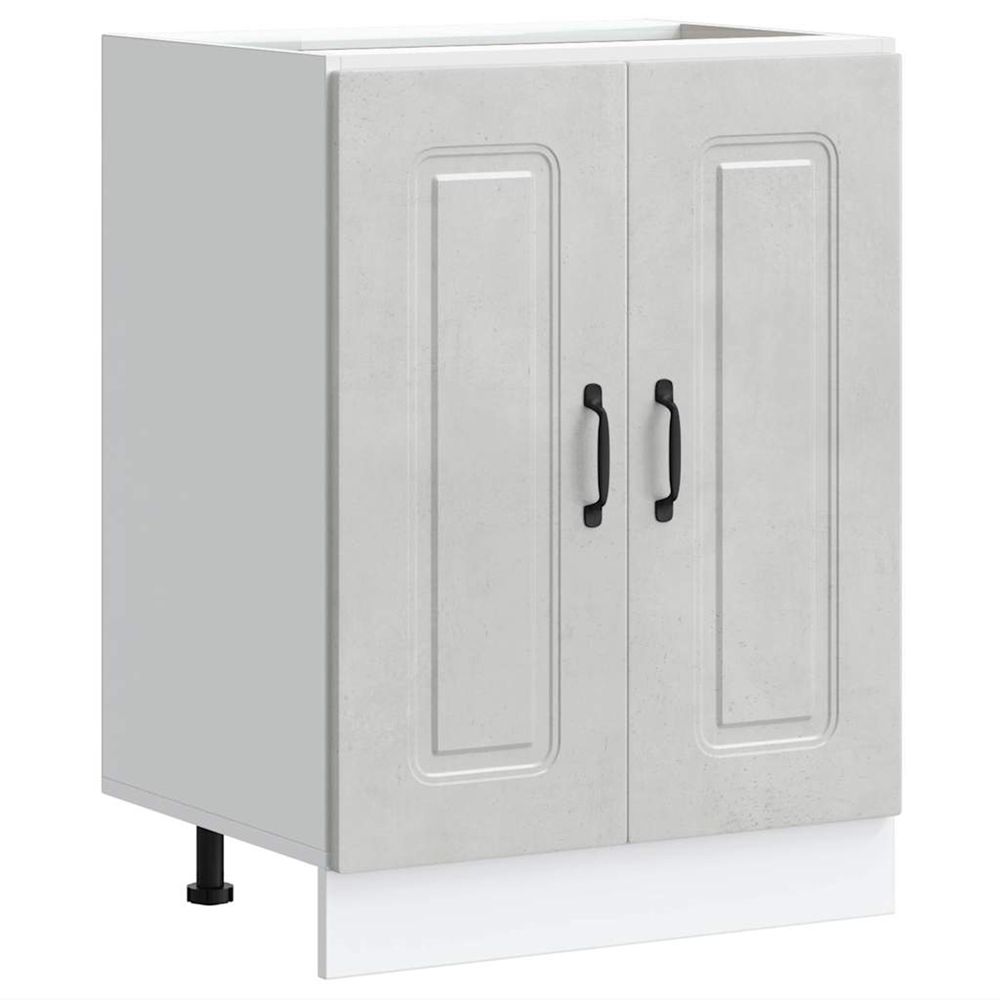 Meuble bas pour évier kalmar gris béton bois d'ingénierie
