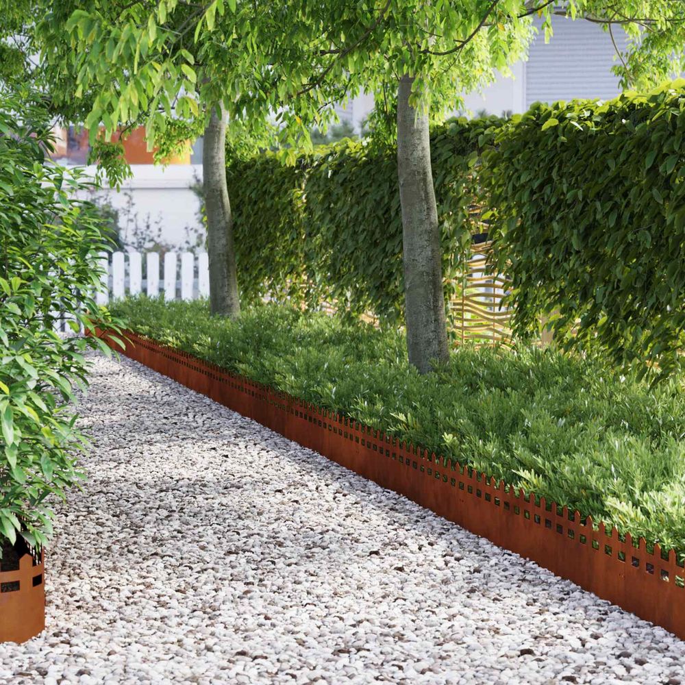 Bordure pelouse acier patiné jardin aménagement extérieur 103x22cm rouillé 10pcs