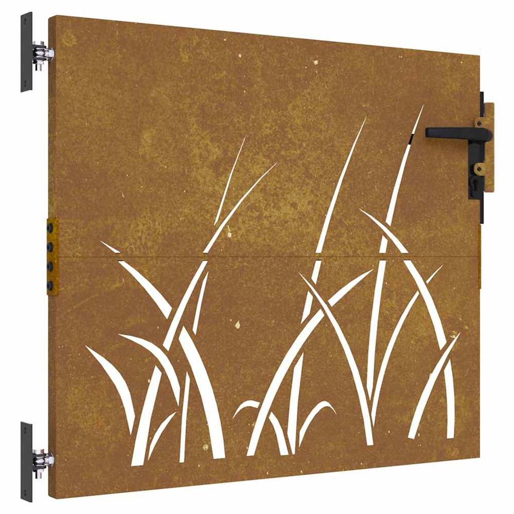Portail de jardin 85x75 cm acier corten conception d'herbe