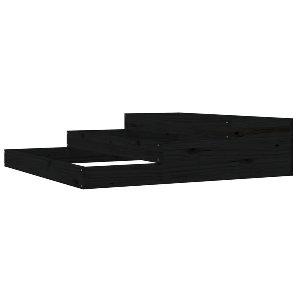 Jardinière d'extérieur noir 107x107x27 cm bois massif de pin