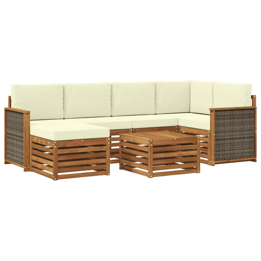 Ensemble de canapé d'angle avec coussin 6 pcs naturel et crème