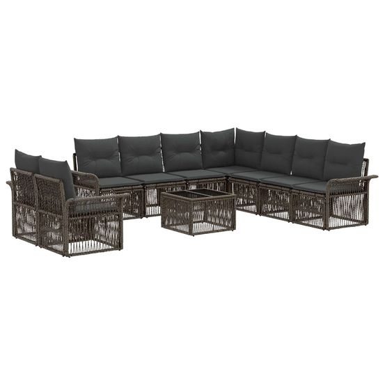 Ensemble de canapé de jardin 10 pc gris polyrotin