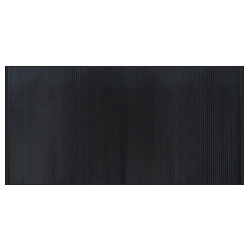 Tapis rectangulaire noir 100x200 cm bambou