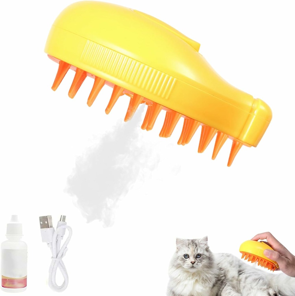 Brosse chat 3 en 1 jaune