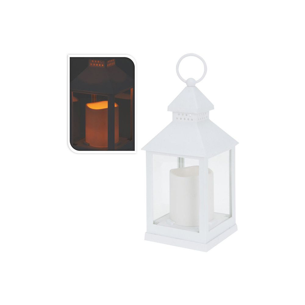 Lumière avec bougie led 10.5x10.5x23cm blanc