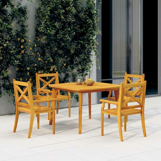 Ensemble à manger de jardin 5 pcs bois d'acacia solide