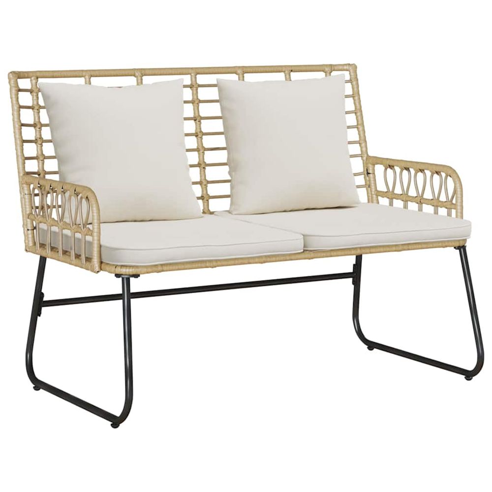 Banc de jardin marron et crème polyrotin