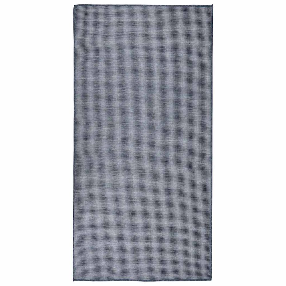 Tapis à tissage plat d'extérieur 100x200 cm bleu
