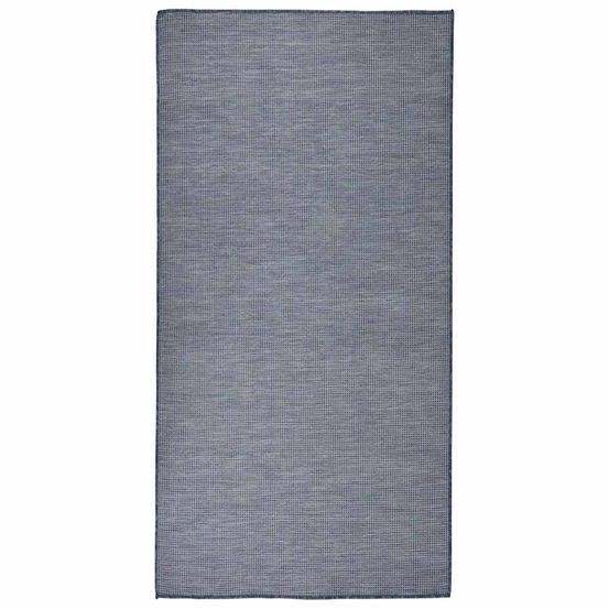 Tapis à tissage plat d'extérieur 100x200 cm bleu