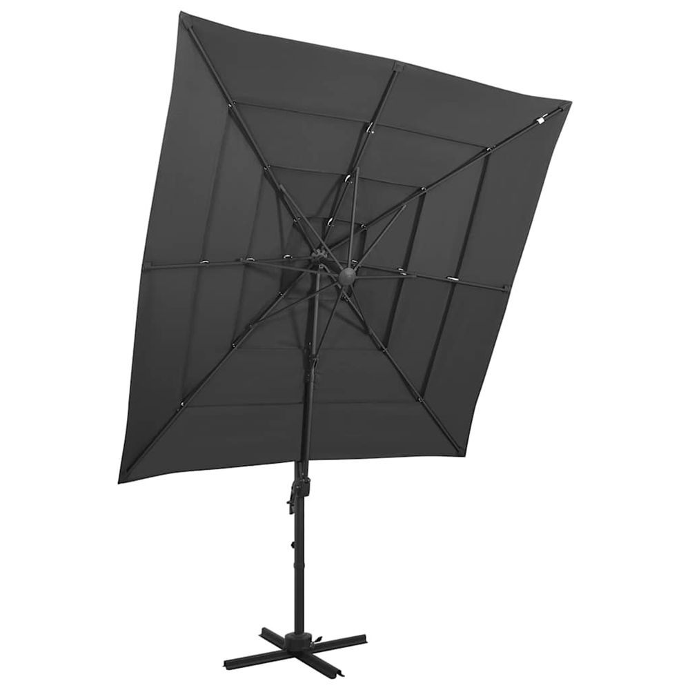 Parasol de jardin à 4 niveaux avec mât en aluminium anthracite