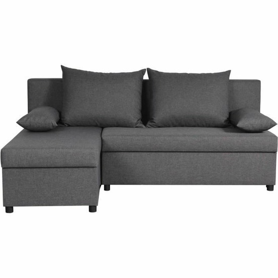 Canapé d'angle réversible – tissu gris – 192 x 143 x 79 cm