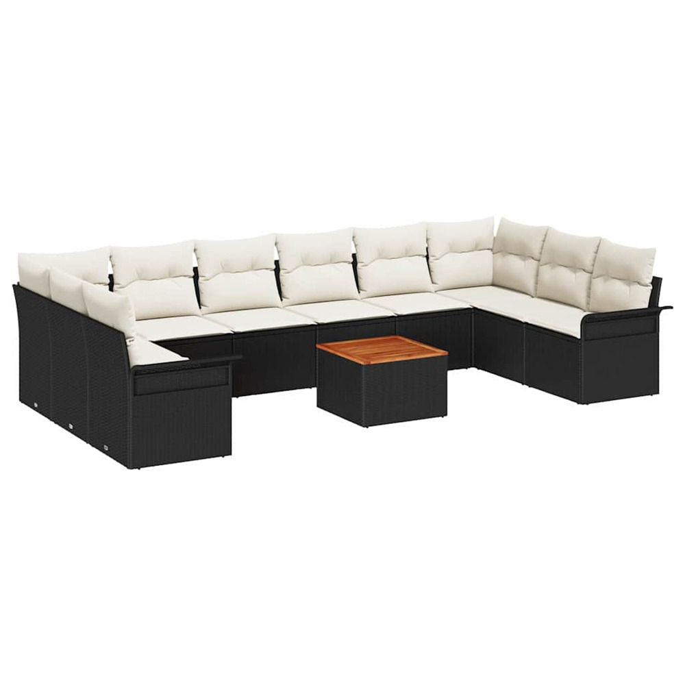 Ensemble de canapé de jardin avec coussin 11 pcs noir et crème