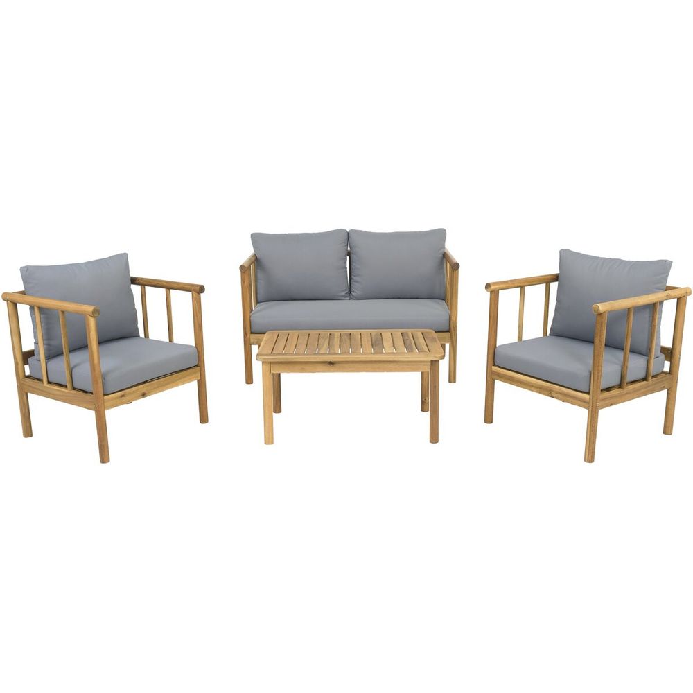 Salon de jardin en bois avec coussins inclus 