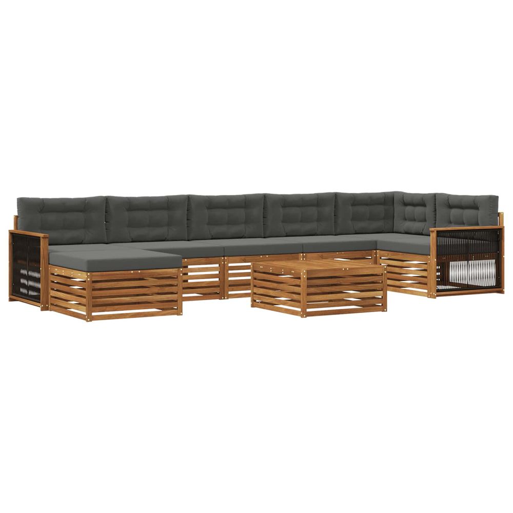 Ensemble de canapés d'extérieur 8 pc naturel et anthracite