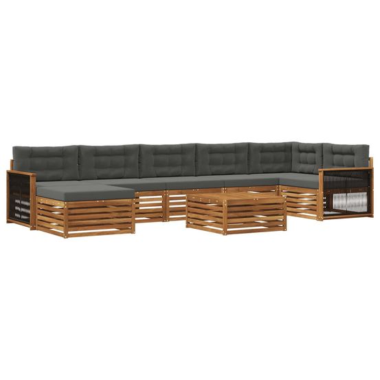 Ensemble de canapés d'extérieur 8 pc naturel et anthracite