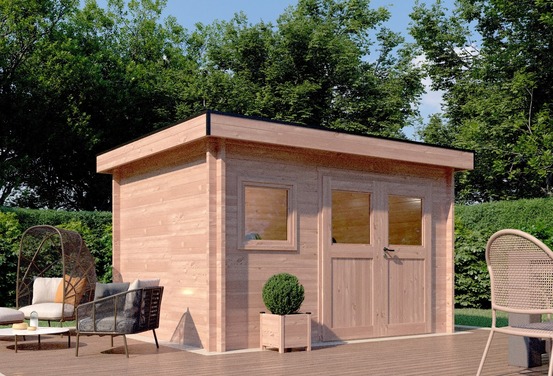 Chalet de jardin chevril 12m² - bois douglas 55mm - porte & fenetre bois - toiture acier