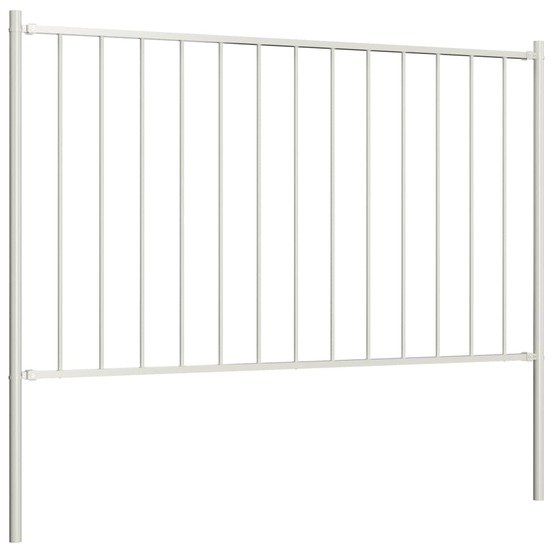 Panneau de clôture avec poteaux en acier thermolaqué 1,81 x 1,25 m blanc