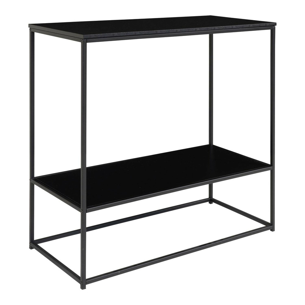 Table console 2 étages noirs avec structure noire 80 x 36 x 80 cm