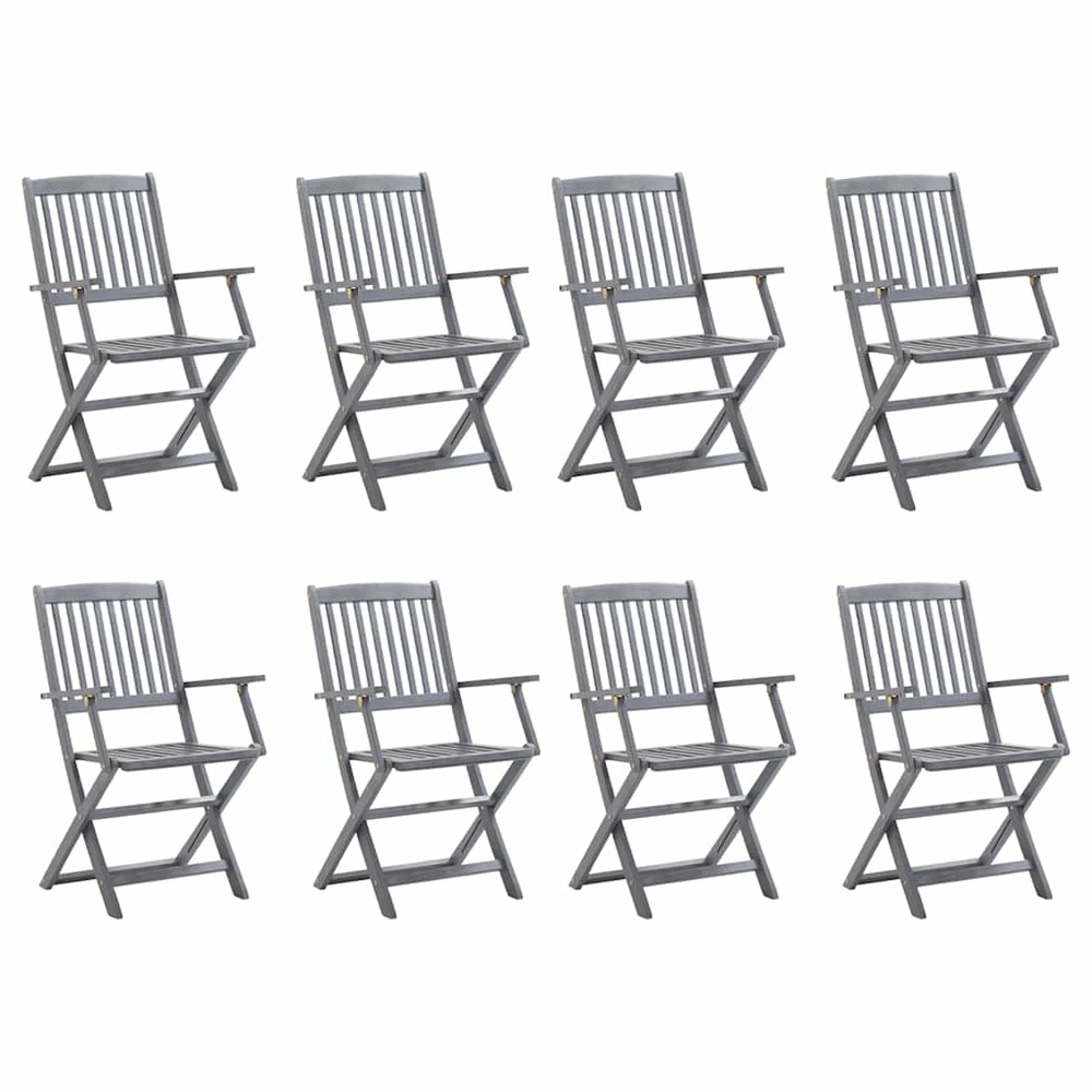 Chaises pliables d'extérieur lot de 8 et coussins bois d'acacia