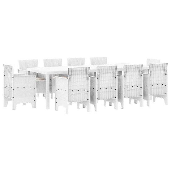 Ensemble de salle à manger pour jardin 11 pcs blanc