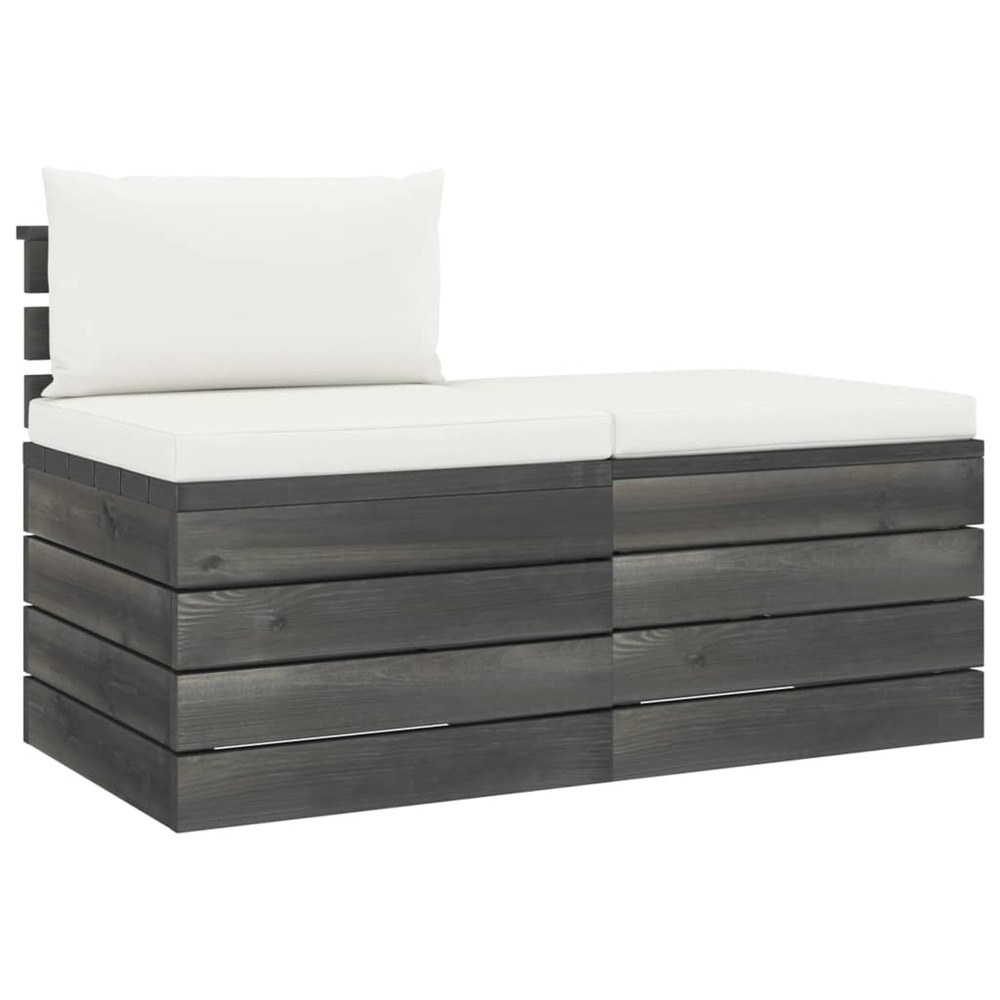 Salon palette de jardin 2 pcs avec coussins bois de pin massif