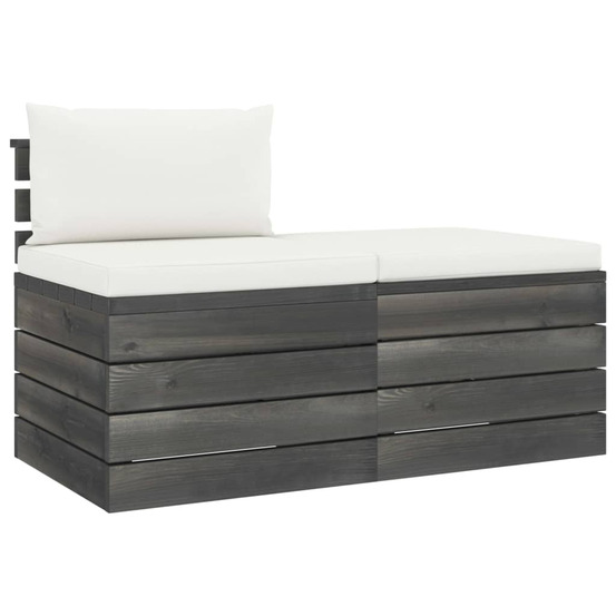 Salon palette de jardin 2 pcs avec coussins bois de pin massif