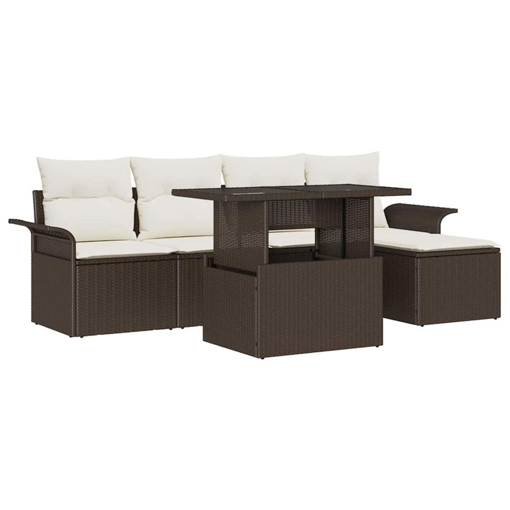 Ensemble de canapé de jardin 6 pc marron