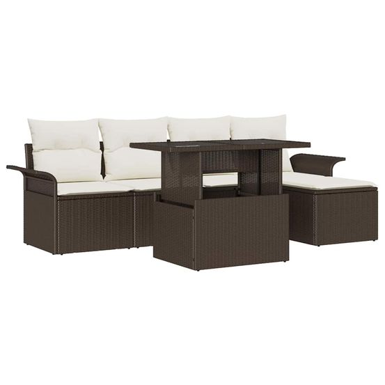 Ensemble de canapé de jardin 6 pc marron