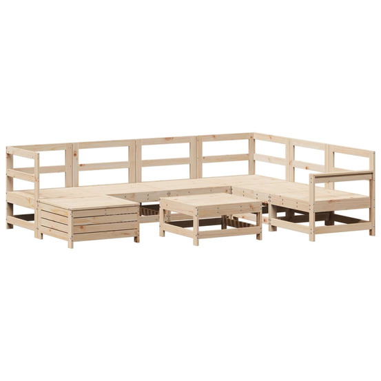 Salon de jardin 8 pcs bois de pin massif