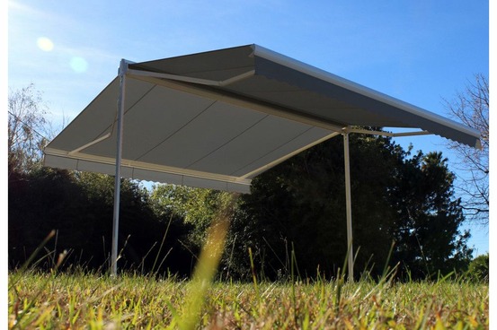 Store double pente garden blanc 4mx3mx2 manuel - toile grise anthracite