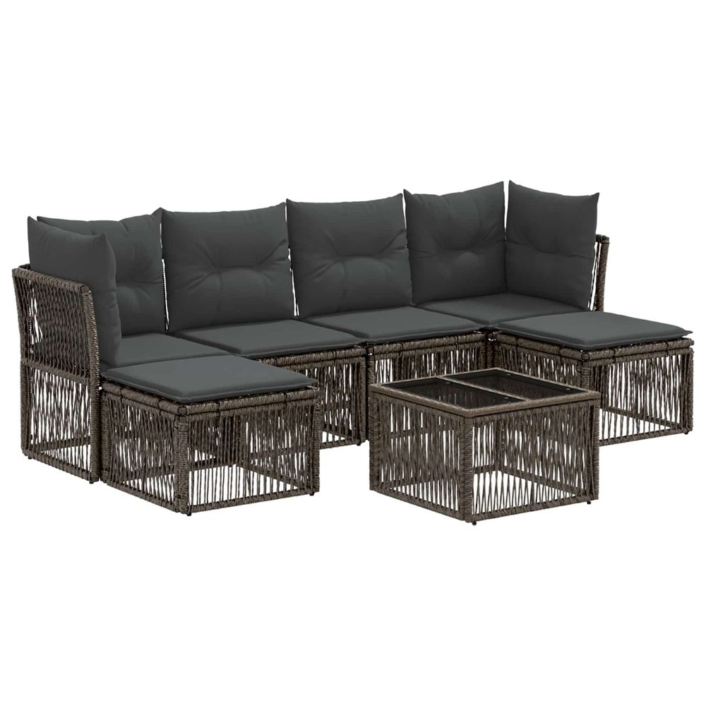 Ensemble de canapé de jardin 7 pc gris polyrotin