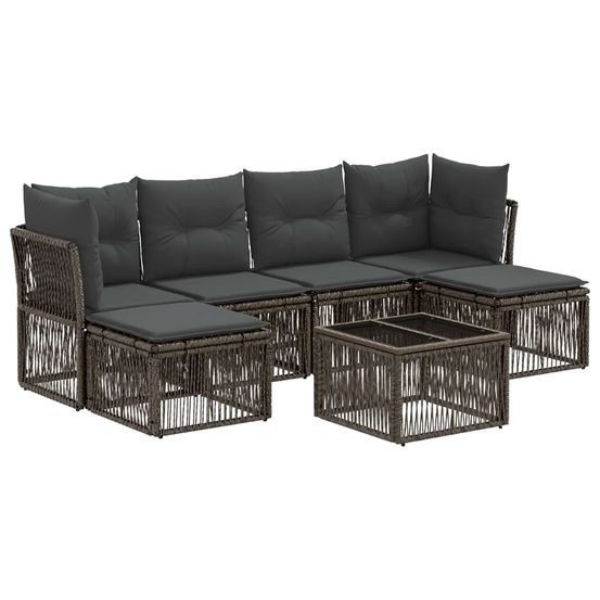 Ensemble de canapé de jardin 7 pc gris polyrotin