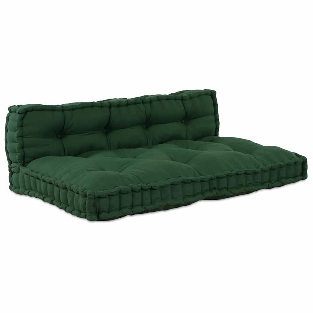 Coussin de canapé sur palette 2 pc tissu vert 120 x 80 x 38 cm