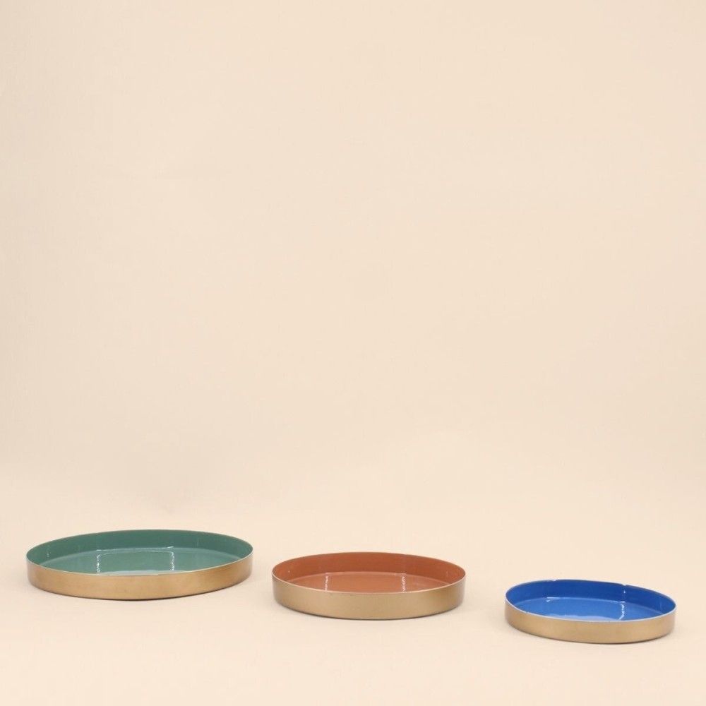 Set de 3 plateaux ronds colorés
