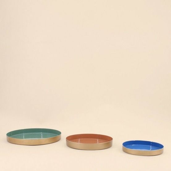 Set de 3 plateaux ronds colorés