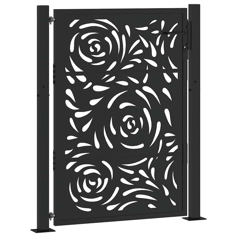 Portail de jardin noir 100x125 cm en acier avec motif flamme