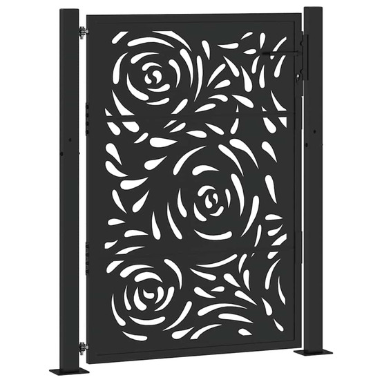 Portail de jardin noir 100x125 cm en acier avec motif flamme