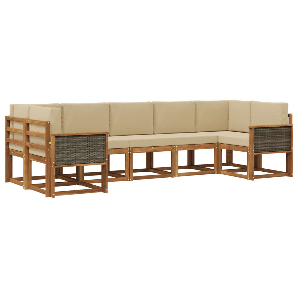Ensemble de canapés d'extérieur 7 pcs naturel et beige